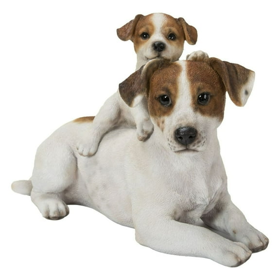 Hi-Line Gifts 10.75" Baby Jack Russell with Mother Dog Outdoor Garden Statue