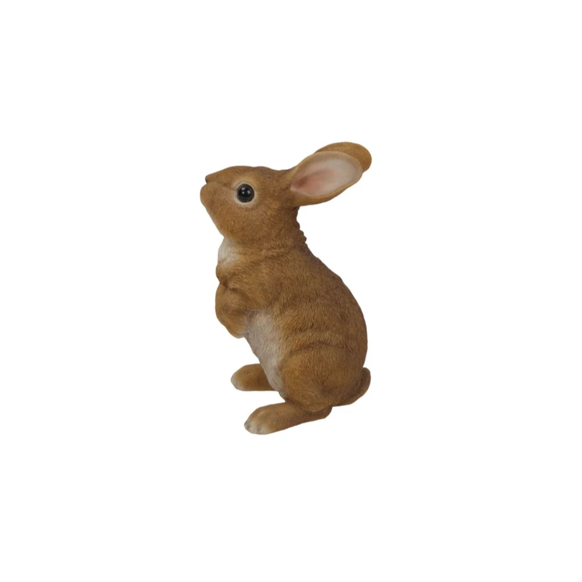 Adorable Brown and White Polyresin Standing Rabbit Statue