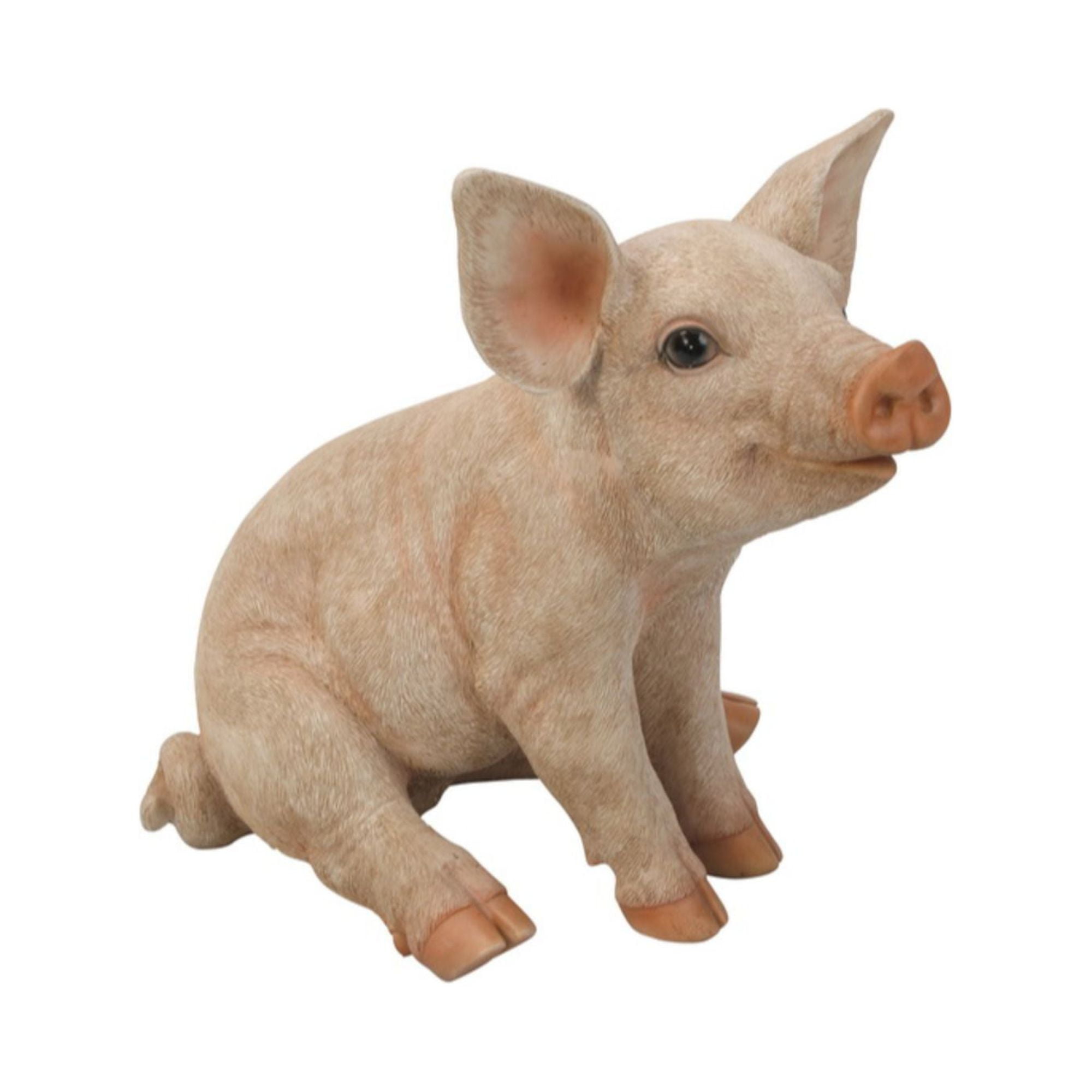 13" Beige Polyresin Sitting Pig Garden Statue