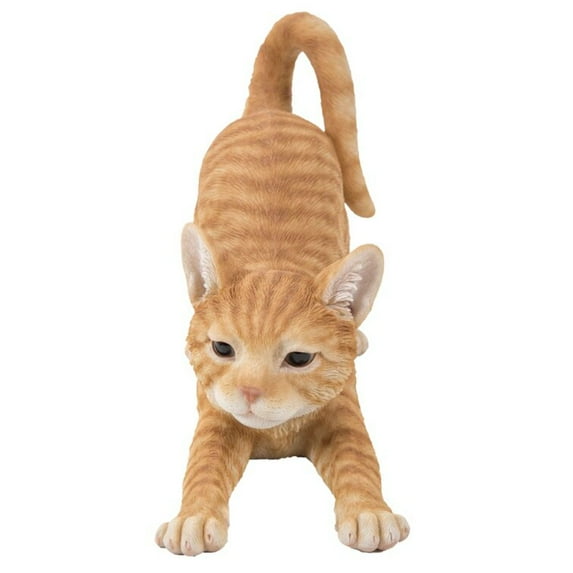 Hi-Line Gifts 14.75" Tabby Cat Stretching Outdoor Garden Statue