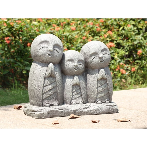 17.5" Lucky Japanese Jizo Family Praying Outdoor Garden Statue