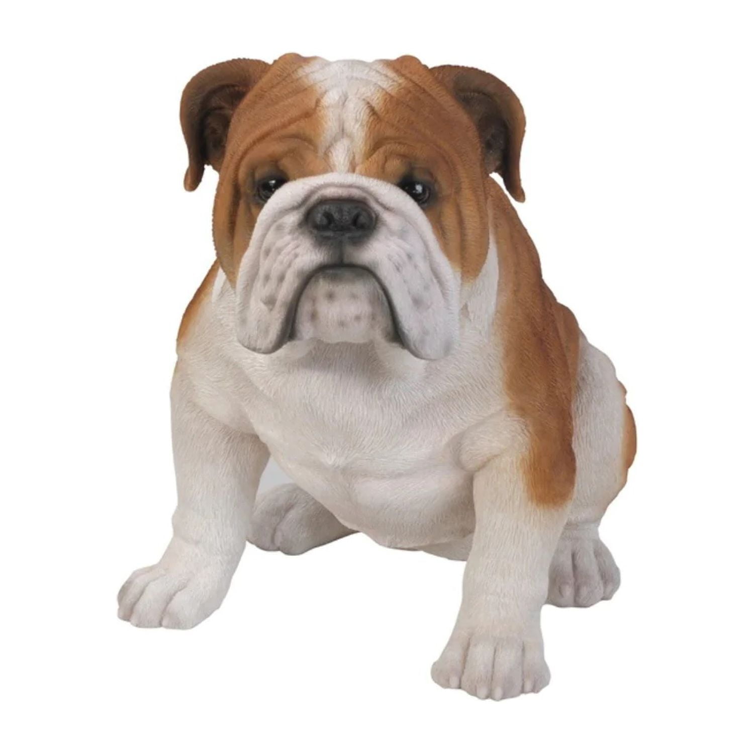 Large Brown and White Poly-Resin Bulldog Garden Statue