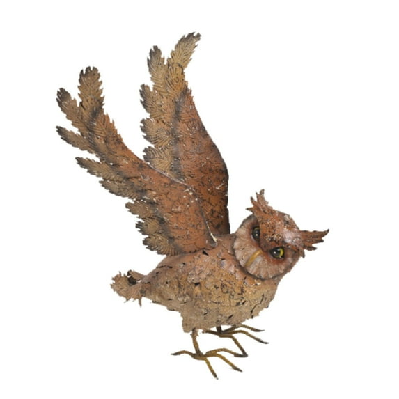 Hi-Line Gifts 19" Brown and Black Wings Out Owl Outdoor Garden Statue