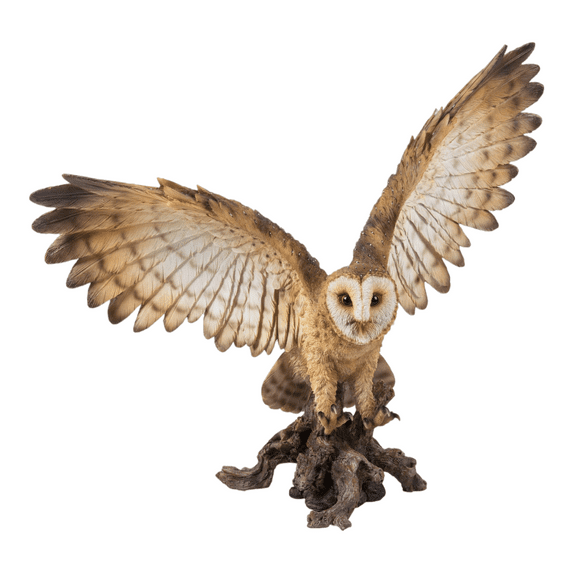 Hi-Line Gifts 20.5" Brown and Beige Barn Owl on Stump Figurine
