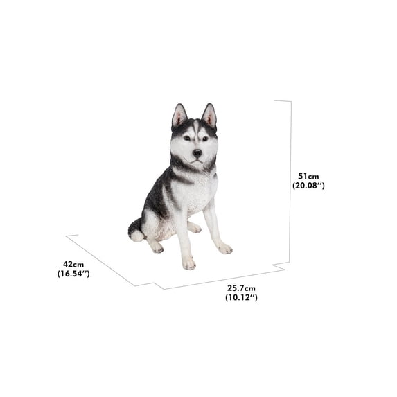 20" Sitting Siberian Husky Outdoor Garden Statue
