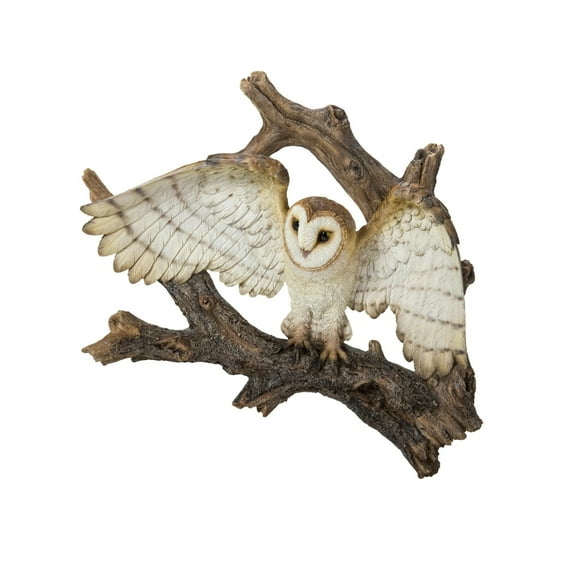 Hi-Line Gifts 21.25" Flying Barn Owl Outdoor Wall Hanging Garden Statue