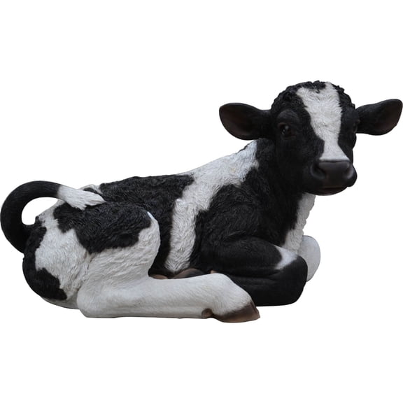 Hi-Line Gifts 21" Black Calf Laying Down Outdoor Garden Statue