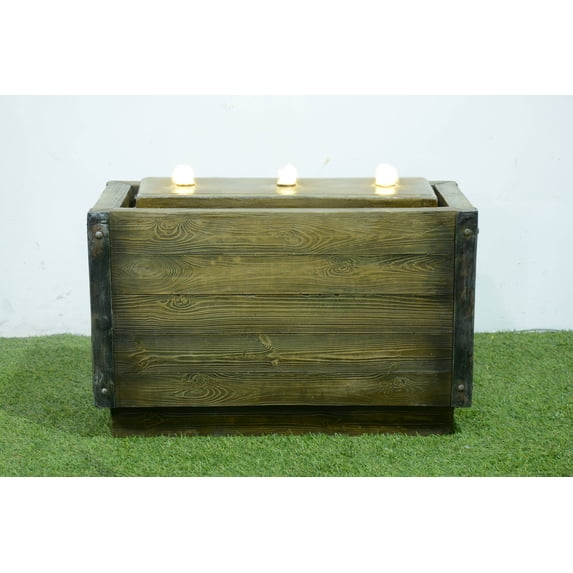Hi-Line Gifts 24" Vibrant Unique Medium Crate Candle with 3 LED Flame Effect