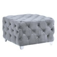 thumbnail image 1 of 25.55" Ash Gray Velvet Button Tufted Cocktail Ottoman with Silver Legs, 1 of 2