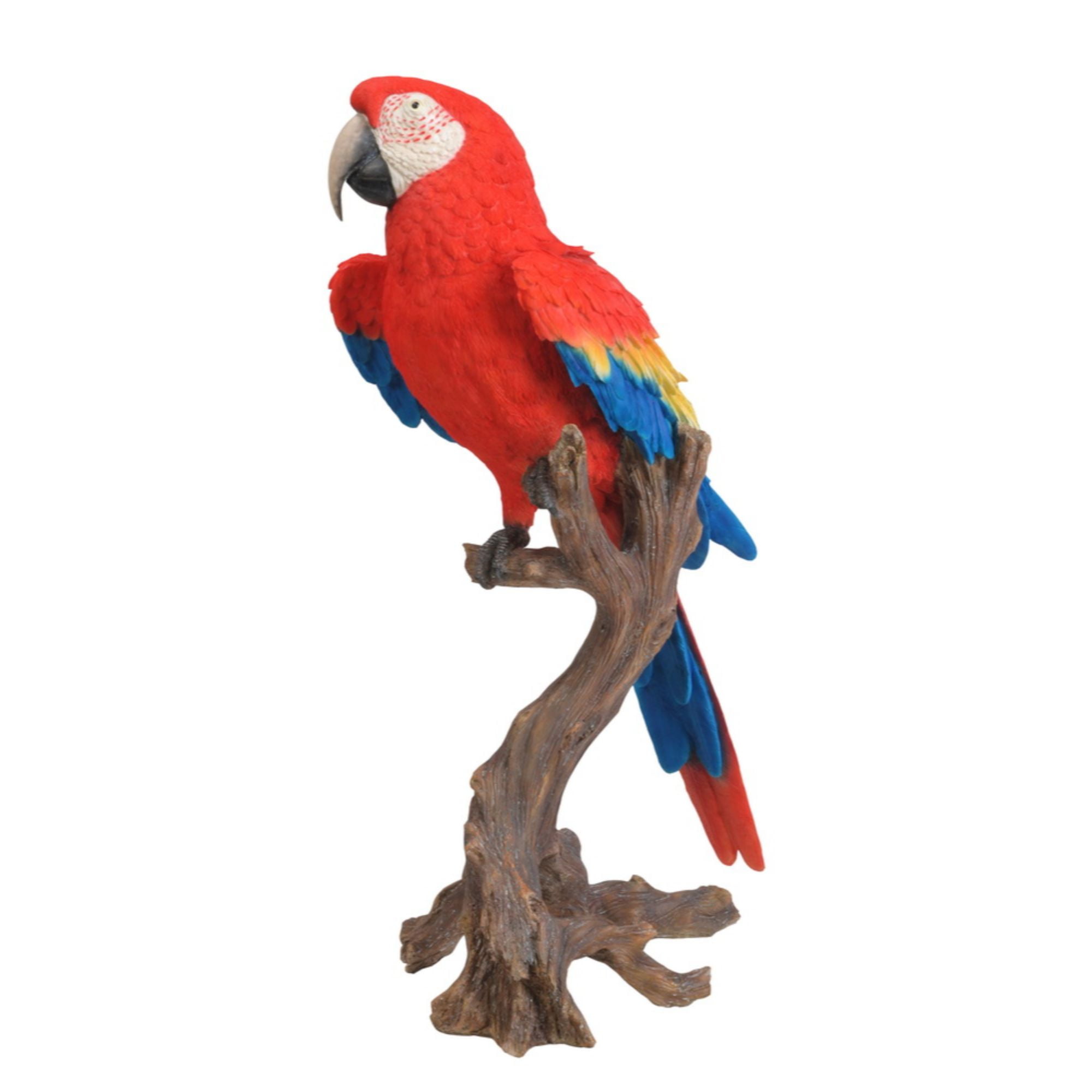 Large Scarlet Macaw Garden Statue with Blue and Yellow Plumage