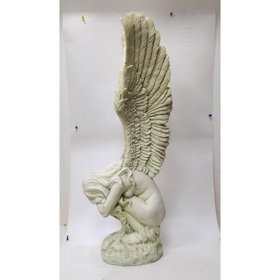 Hi-Line Gifts 30" Wings Out Sleeping Angel Outdoor Garden Statue