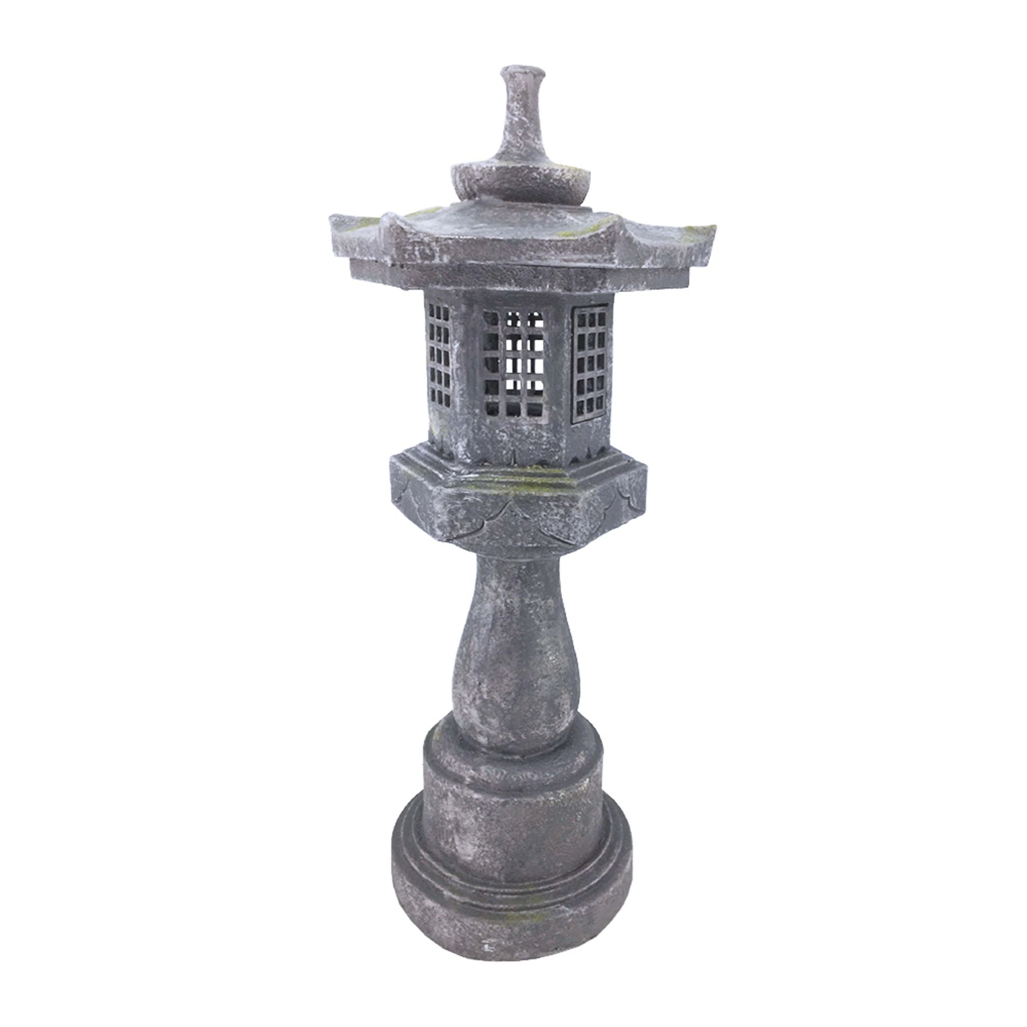 38-Inch Grey Stone Pagoda Lantern with Magnetic Door