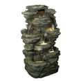 thumbnail image 1 of 51" LED Lights Multi Level Rock Waterfalls Outdoor Garden Fountain, 1 of 3
