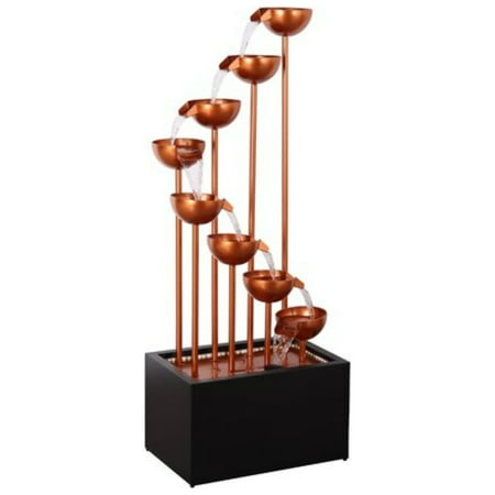 Hi-Line Gifts 52.75" LED Lighted Eight Cups Outdoor Garden Water Fountain