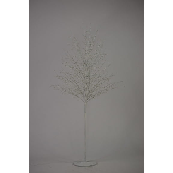 Hi-Line Gifts 59" Pre-Lit Micro Dot White Artificial Tree, LED Warm White Lights