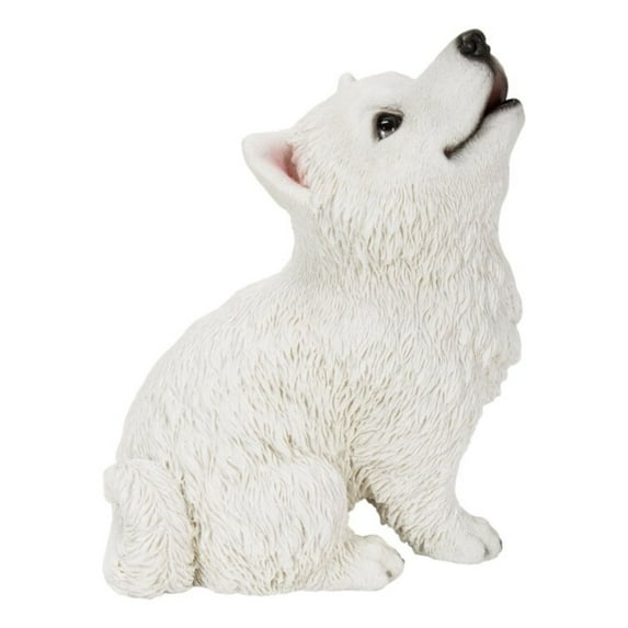 Hi-Line Gifts 6.5" Howling American Eskimo Puppy Outdoor Garden Statue