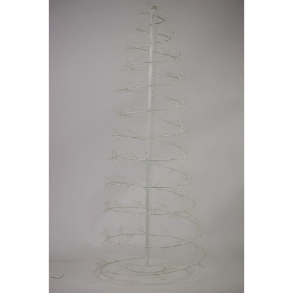 Hi-Line Gifts 6.5' Pre-Lit White Revolve Spiral Artificial Tree, LED Warm White Lights