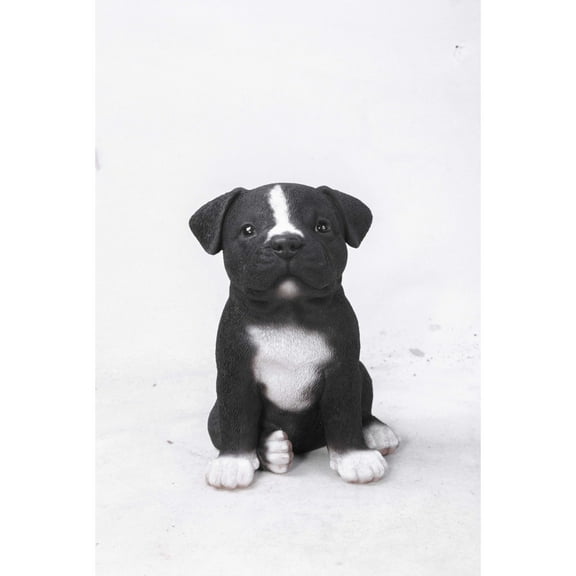 Hi-Line Gifts 6.5" Sitting Staffordshire Pitbull Puppy Outdoor Garden Statue