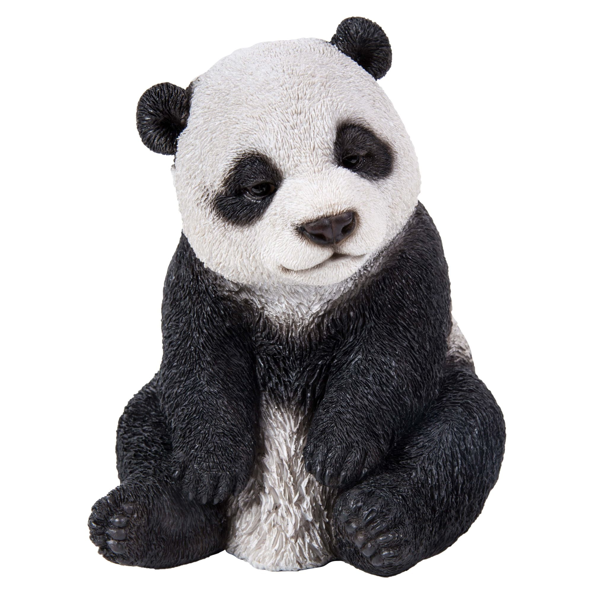 Small Black and White Polyresin Sitting Panda Statue