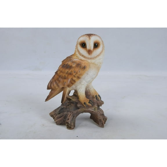 Hi-Line Gifts 7.25" Barn Owl on Stump Outdoor Garden Statue