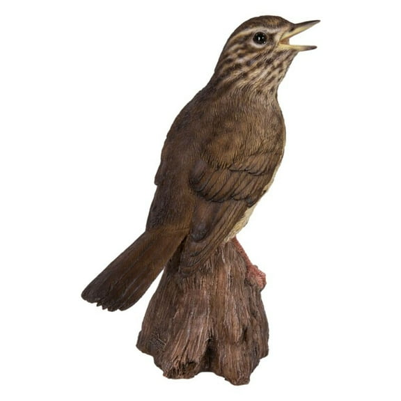 Hi-Line Gifts 7.75" Sound Activated Standing Songbird Outdoor Garden Statue