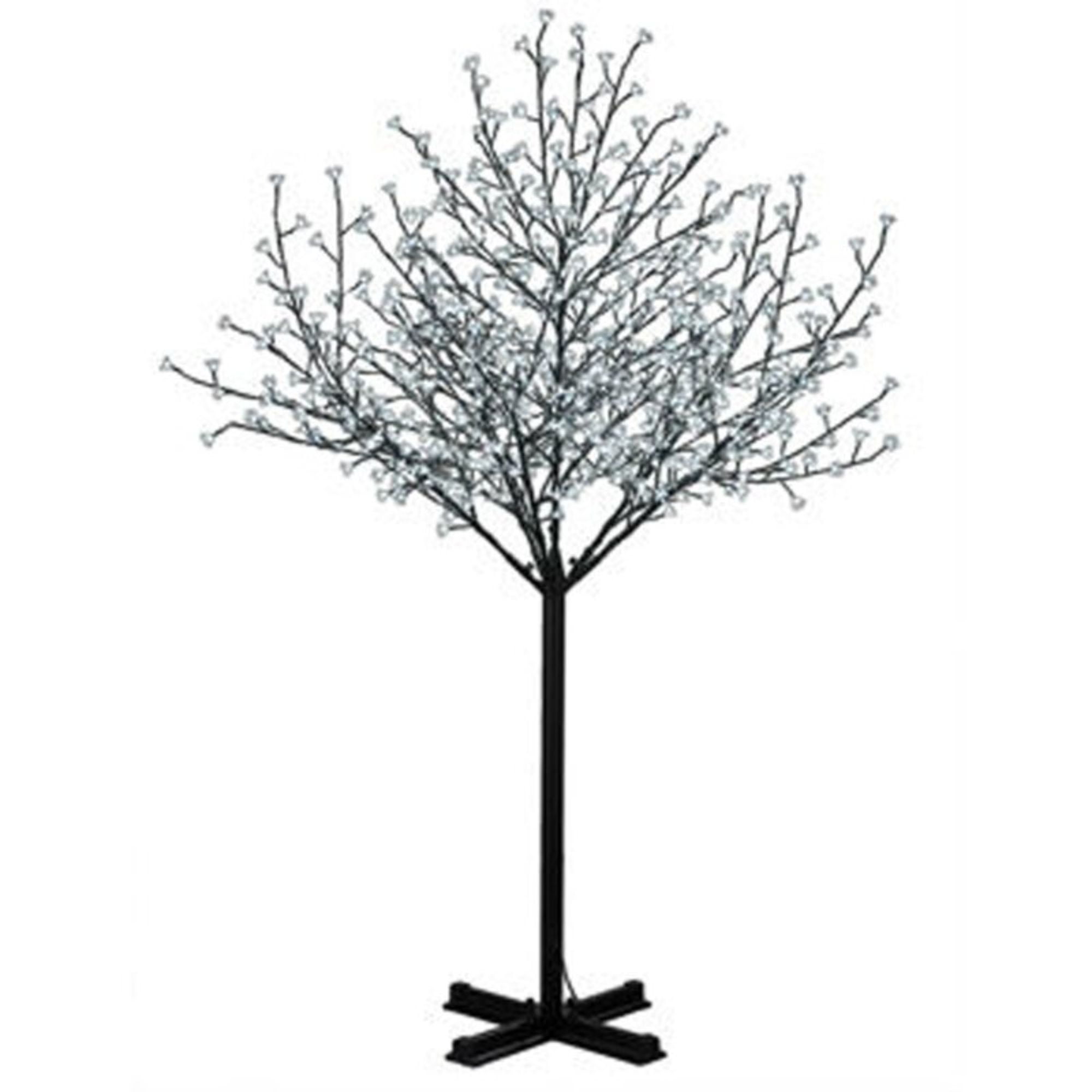 7' Black Artificial Cherry Blossom Tree with Warm White LED Lights