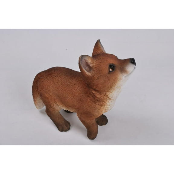 Hi-Line Gifts 9.5" Brown and White Fox Pup Looking Up Garden Statue