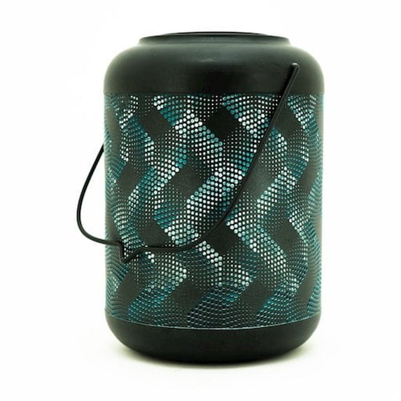 9" LED Lighted Solar Wave Metal Lantern