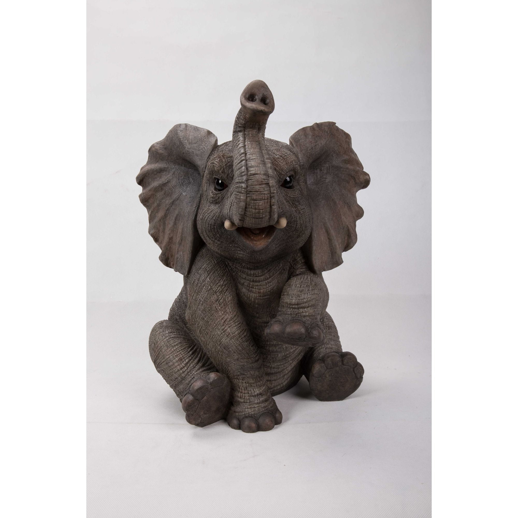 Gray Polyresin Sitting Elephant Baby Garden Statue