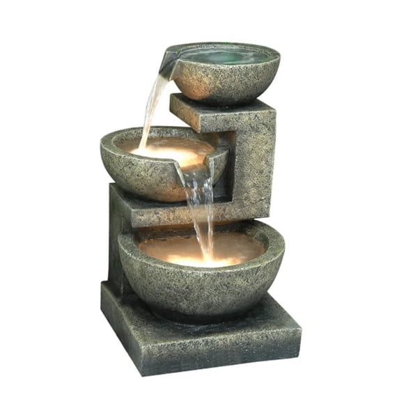LED Lighted Multilevel Cascading Bowl Fountain - 22"