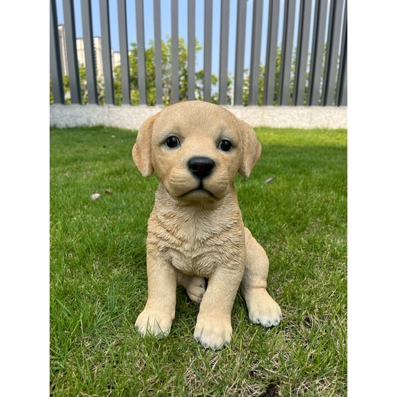 Hi-Line Gifts Labrador Puppy Outdoor Garden Statue - 10.5" - Yellow