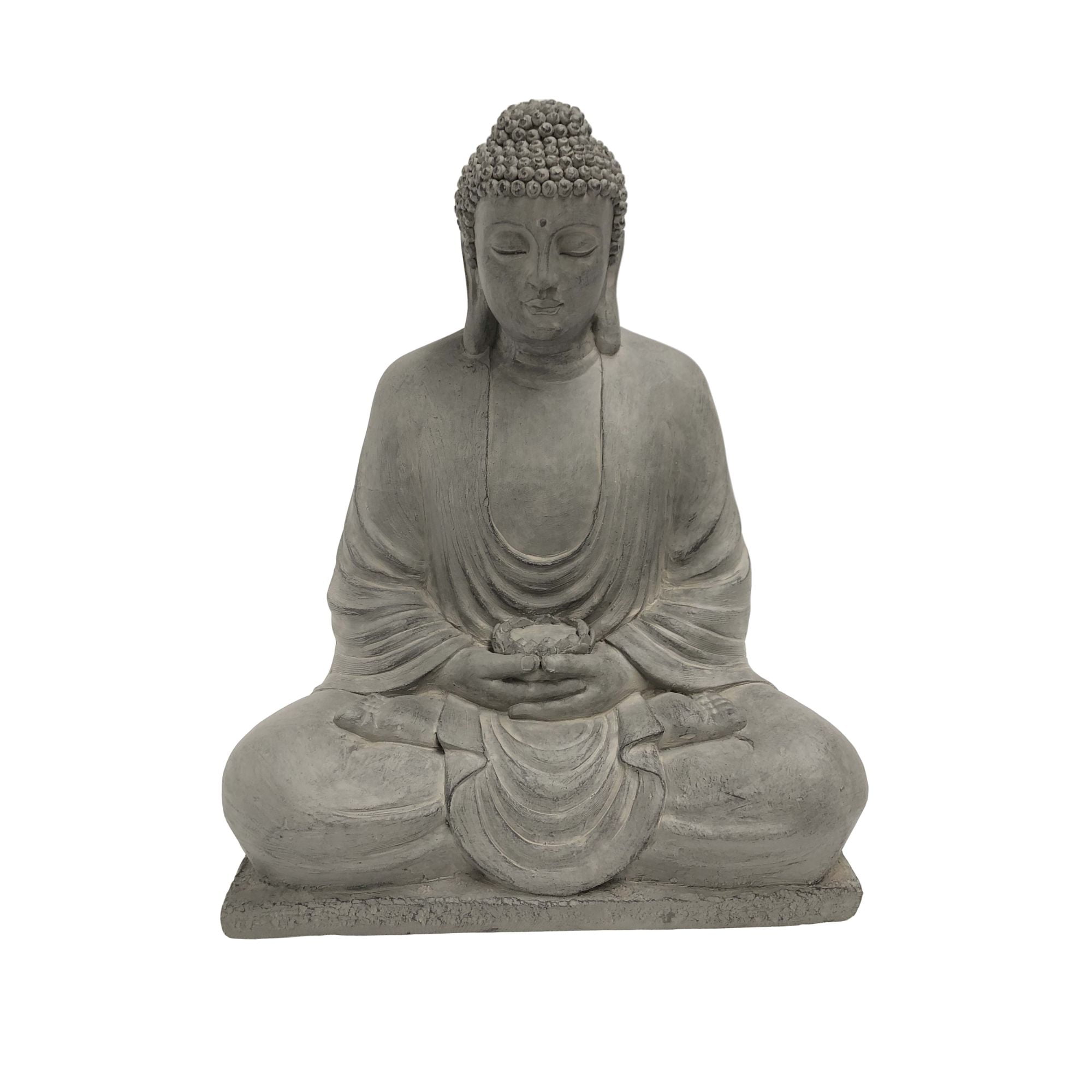 Gray Stone Meditating Buddha Statue for Indoor/Outdoor Use