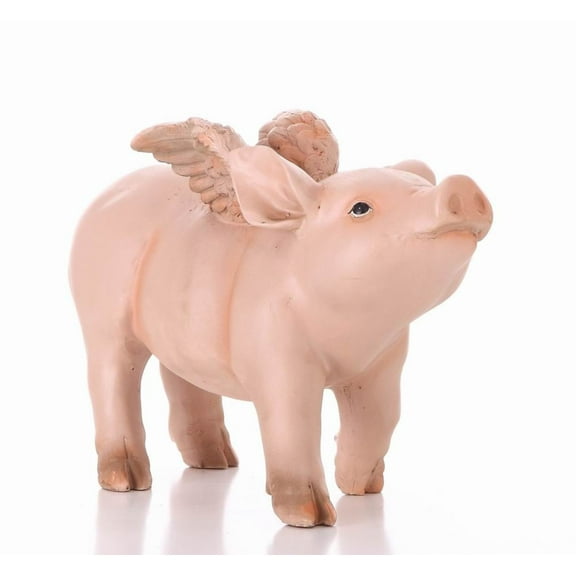 Hi-Line Gifts Pig with Wings Outdoor Garden Statue - 12.5" - Pink