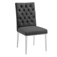 thumbnail image 1 of Set of 2 Midnight Black Velvet Button Tufted Dining Chair With Metal Legs 3.25', 1 of 5