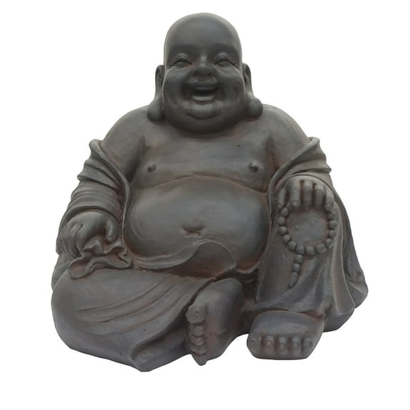 Hi-Line Gifts Sitting Happy Faced Buddha Outdoor Garden Statue - 18"