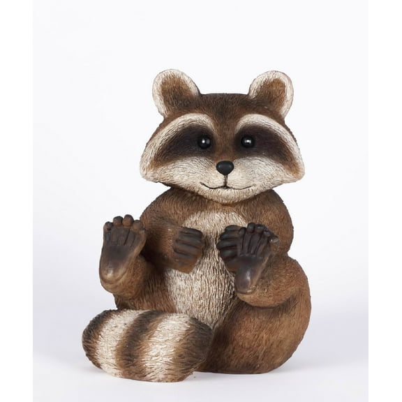 Hi-Line Gifts Sitting Playful Raccoon Outdoor Garden Statue - 11.25"