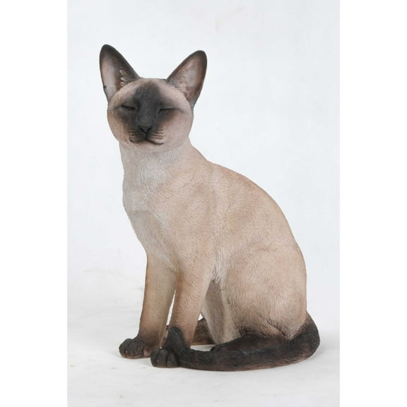 Hi-Line Gifts Sitting Siamese Cat Outdoor Garden Statue - 13.5"