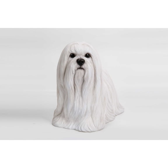 Standing Maltese Dog Outdoor Garden Statue - 13.75"