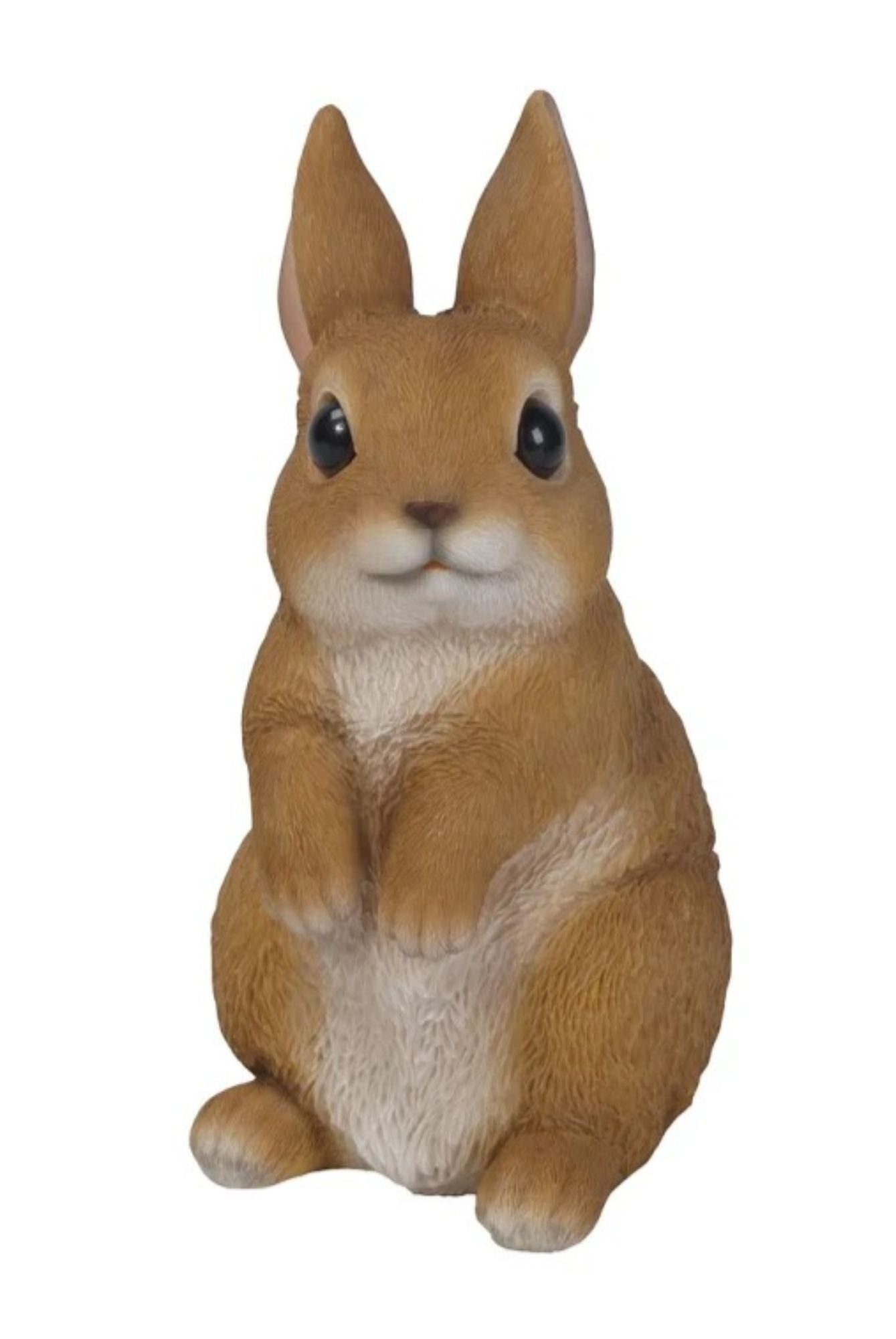 Adorable Brown and White Polyresin Standing Rabbit Statue