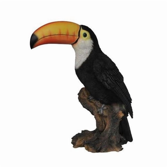Toucan on Tree Stump Outdoor Garden Statue - 12"