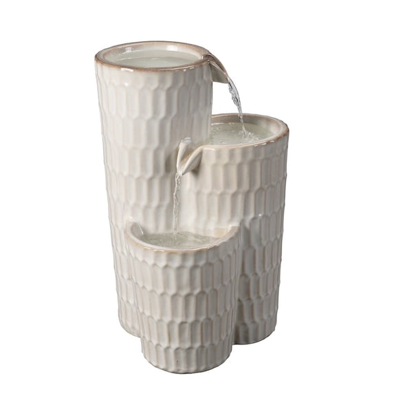 Hi-Line Gifts Ceramic Outdoor Garden Fountain - 25" - Cream