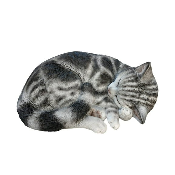 Hi-Line Gift Ltd. Tabby Dreams: Enchanting Black Polyresin Sleeping Cat Figurine
