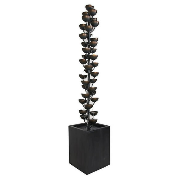 Hi-Line Tall Multi Level Zinc Metal Stacked Fountain, Rust-Resistant, Durable Metal Construction