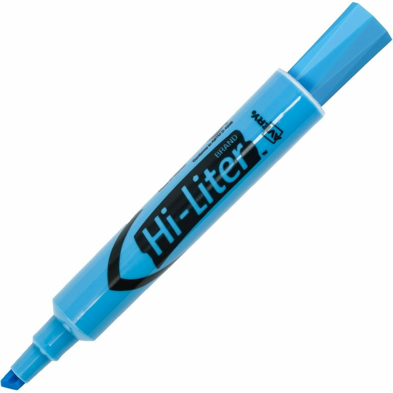 HI-LITER Desk-Style Highlighters, Light Blue Ink, Chisel Tip, Light Blue/Black Barrel, Dozen
