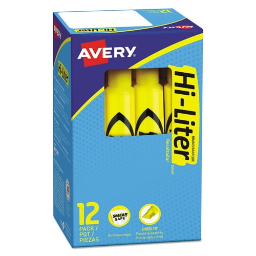 HI-LITER Pen-Style Highlighters, Fluorescent Yellow Ink, Chisel Tip, Yellow/Black Barrel, Dozen HI-LITER Pen-Style Highlighters, Fluorescent Yellow Ink, Chisel Tip, Yellow/Black Barrel, Dozen