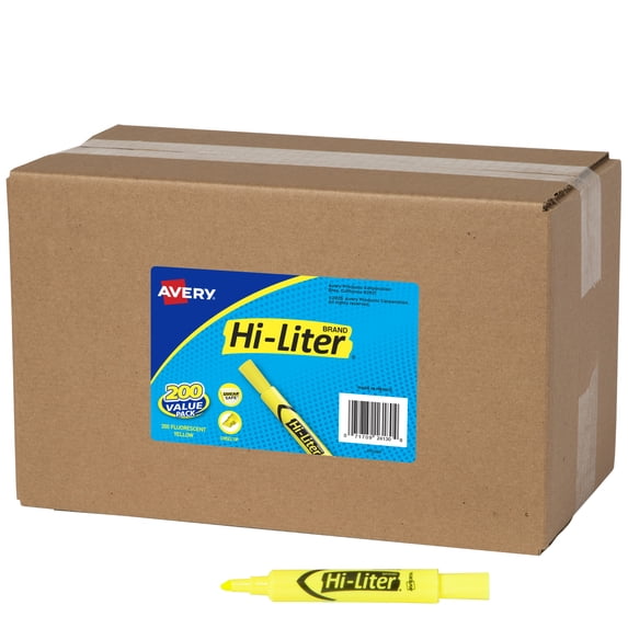 Hi-Liter Value Pack, Desk-Style, 200 Fluorescent Yellow Highlighters