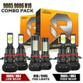 thumbnail image 1 of Hi-Lo Beam Fog Lights 6000k Led Headlight Combo Kits Pack of 6 Bulbs 8000 Lumens White 9005 9006 H10 Plug-N-Play 300% Brighter Easy Install For Chevy Avalanche 2500 2002-2004 2005 2006, 1 of 13