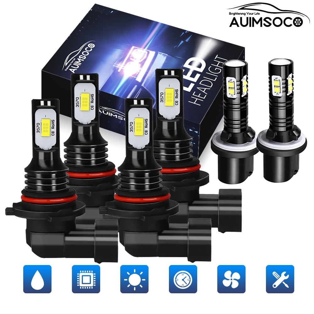 Hi-Lo Beam Fog Lights Bright White 8000 Lumens 6000k Led Headlights Combo Kits Bulbs 9005/HB3 9006/B4 880 6x Halogen Replacement Non-polarity For Chevy Corvette 1996 1997 1998 1999 2000-2004