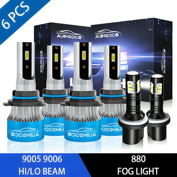 Hi/Lo Beam Fog Lights Combo 9005+9006+880 LED Headlight Pack of 6 Lights 6000k Cool White Kits 8000LM Canbus No Error Plug-N-Play For Nissan Titan 2004-2012 2013 2014 2015