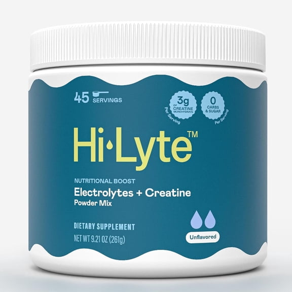 Hi-Lyte Creatine Electrolytes Powder Mix, Daily Hydration with a Muscle Boost, 45 Count, Unflavored